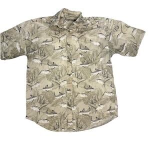 Puritan Men's M (38/40) Short Sleeve Shirt Nautical Marlin Fishing Scene